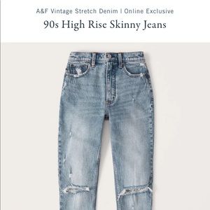 Never worn Abercrombie and Fitch 90s skinny high rise in acid wash